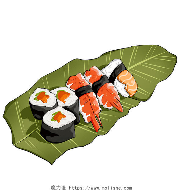 手绘卡通水彩美食食物寿司素材